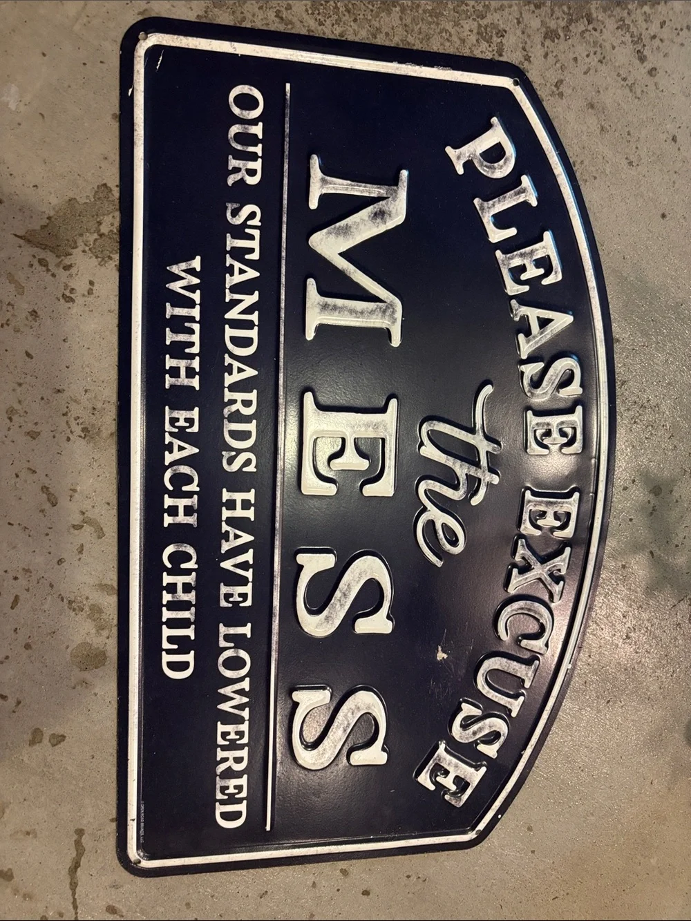 Please Excuse the Mess Wall Sign - Navy and White